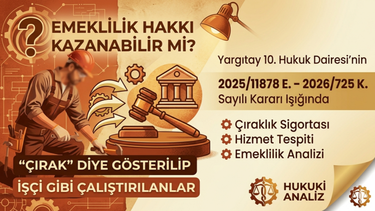ÇIRAK” DİYE GÖSTERİLİP İŞÇİ GİBİ ÇALIŞTIRILANLAR EMEKLİLİK HAKKI KAZANABİLİR Mİ? Yargıtay 10. Hukuk Dairesi’nin 2025/11878 E. – 2026/725 K. Sayılı Karar